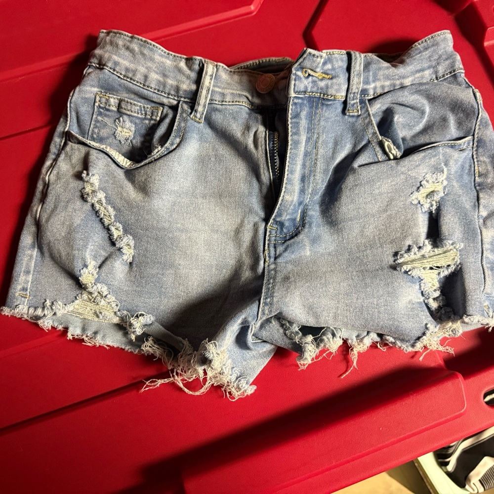 Oasis Light Blue Distressed Jean Shorts
